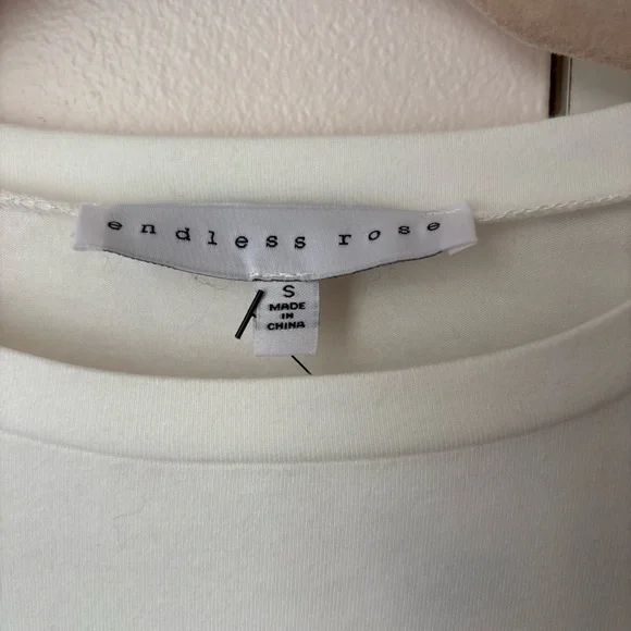 Endless Rose White Corset Belt Long Sleeve Top Size S Lace Up Waist Cinched - Picture 3 of 4